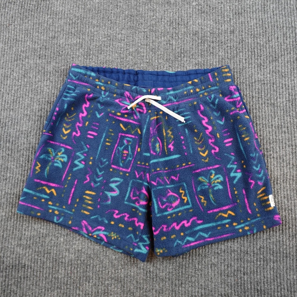 Chubbies Fleece Shorts Womens Medium Blue Tropical Geometric Print